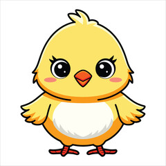 Kawaii style cute chick vector isolated on white. Perfect for childrens designs, Easter, and playful animal graphics.