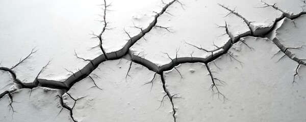 Fototapeta premium Abstract monochrome cracked texture on white background. Broken lines design. Surface with cracks, fracture details. Modern graphic design for various projects.