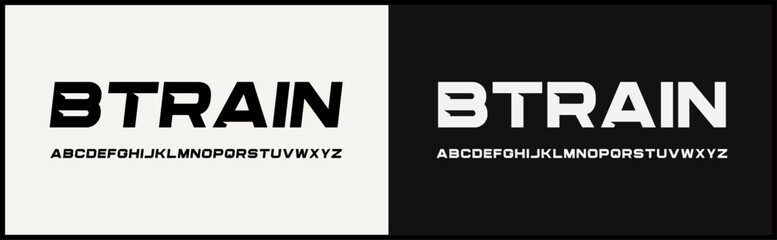 Futuristic bold vector font. Uppercase alphabet with modern and tech typography.