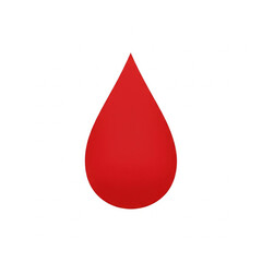 Matte mid-red blood drop isolated on white background