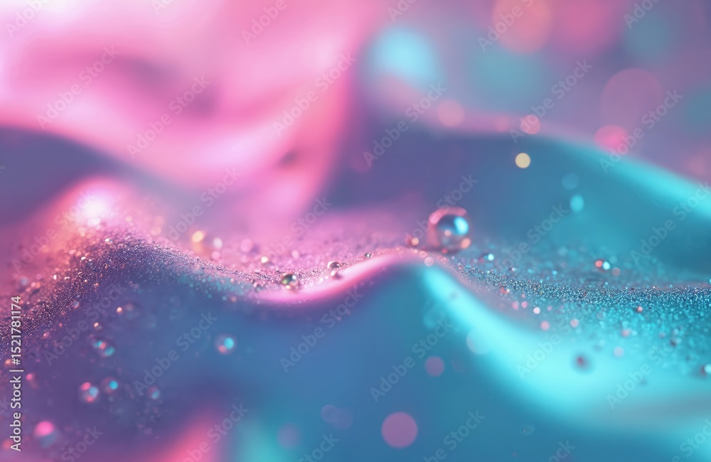 Poster abstract blurred texture in violet pink and mint colors with water drops. trendy holographic backgro