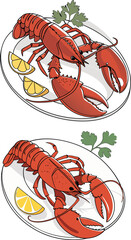 Lobster with lemon and parsley on white background gourmet seafood meal