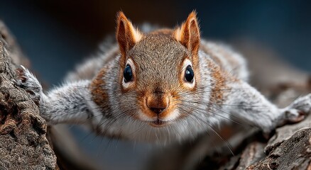 Eastern Gray Squirrel Close-Up on Tree Branch, Symbolizing Wildlife Preservation and Environmental Awareness, Perfect for Nature Conservation Campaigns : Generative AI