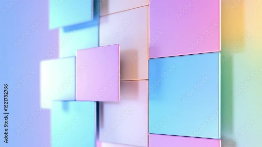 Poster abstract pastel cubes: a visually captivating composition of pastel-colored cubes, arranged in a 3d 