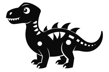 Black Cartoon Dinosaur with Spikes, Spots, and a Smiling Expression Illustration