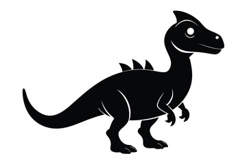 Cartoon Tyrannosaurus Rex Silhouette with Head Crest and Spikes Standing Tall Proudly