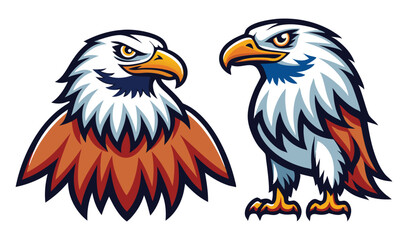 Obraz premium Photo of two stylized eagle illustrations isolated on white background