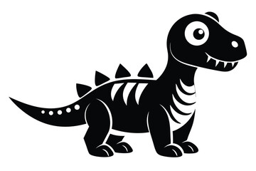 Cute Black Silhouette of a Cartoon Dinosaur with Plates on its Back