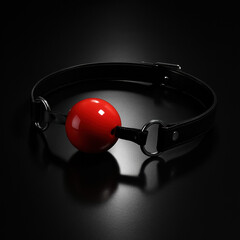 Red Ball Gag with Black Leather Restraint