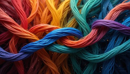 Colorful Interwoven Threads: An Abstract Texture of Vibrant Hues