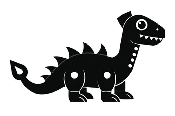 Black Cartoon Tyrannosaurus Rex Simplified Dinosaur Illustration for Children and Education Projects