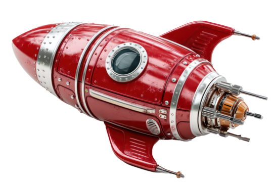 modern rocket icon red and silver colors sleek vector design startup theme  isolated on transparent background