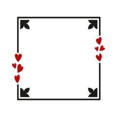 Square frame with hearts icon. Colored silhouette. Front view. Vector simple flat graphic illustration. Isolated object on white background. Isolate.