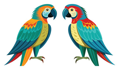 Fototapeta premium Photo of two colorful macaws isolated on white background