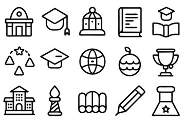 Vector Educations Outline 30 Icon Collection Simple Illustration.