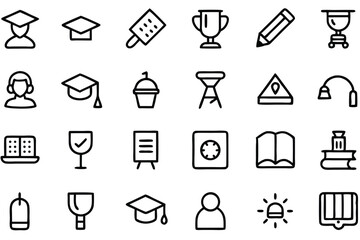 Vector Educations Outline 30 Icon Collection Simple Illustration.
