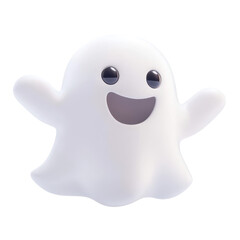 Obraz premium Cute cartoon ghost character with a friendly smile in a playful pose