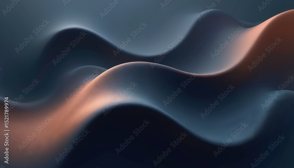 Poster abstract background with smooth flowing waves. dark blue, brown colors, creates 3d effect. modern de