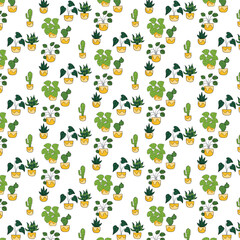 Green Bliss Indoor Garden Aesthetic seamless pattern