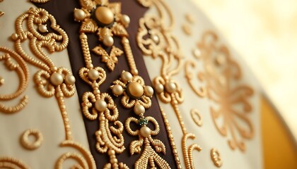 Obraz premium close up of a gold and brown brocade