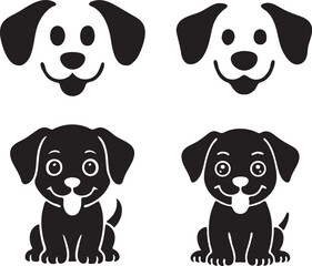  Cute Puppy Faces  Dog Head Silhouette Vector Set