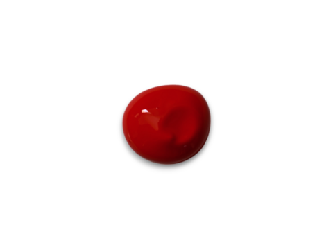 Vivid red acrylic paint blob on a transparent background showcasing artistic potential and creativity in painting