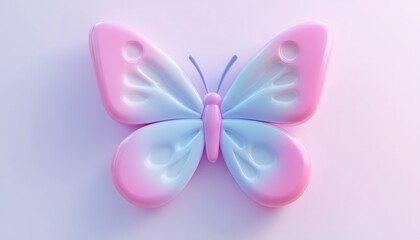 Fototapeta premium Bright White Butterfly Button: A Pictogram Logo Sign Symbol On A Clear Background For A Clean And Modern Aesthetic