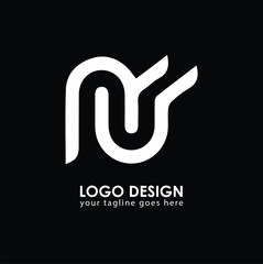 NU NU Logo Design, Creative Minimal Letter NU NU Monogram
