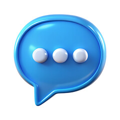 3d blue speech bubble with loading dots isolated on transparent background