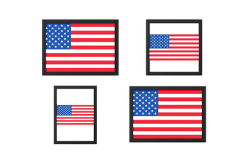 Set of frames icon American flag. Set of American flag frames on wall