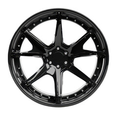Obraz premium Custom black alloy wheel with eight spokes for modern vehicles