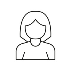 Female User Profile Line Icon. User Avatar, Account Representation, And Online Identity Outline Symbol. Social Media, Networking, And Communication. Editable Stroke. Isolated Vector Illustration