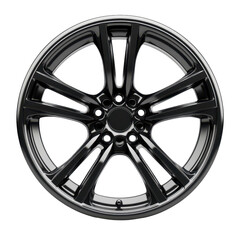 Obraz premium High-quality black alloy wheel design with polished finish for vehicles and automotive enthusiasts