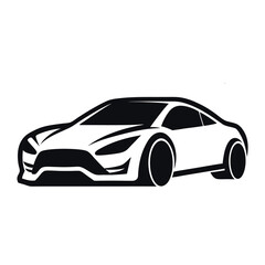 Obraz premium Cool Car Logo Silhouette – Minimal Vector Icon on White Background