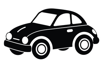 Silhouette of a Cute Cartoon Car with Rounded Features and Simple Design Elements