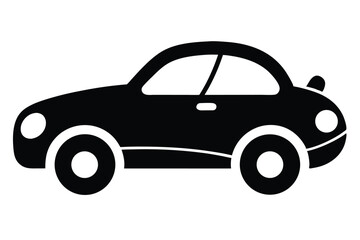 Obraz premium Black Silhouette of Small Car, Showing Rounded Design and Circular Wheels