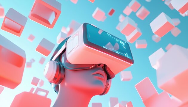 Abstract Technology In The Metaverse: Vr Flyer For Hi-Tech Communication, Digital Business, Innovation, And Science Fiction Scene With Copy-Space.