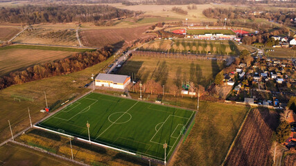 Wonderful views of the soccer facility in Eilenburg seen from a drone
