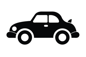 Fototapeta premium Black Silhouette of Cartoon Car with Round Headlights and Spoiler Illustration