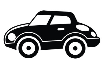 Simple Black Silhouette Illustration of a Small Two Door Car with Rounded Design