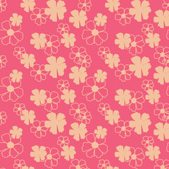 Seamless Retro Floral Pattern in Pink and Beige