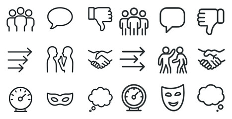 Social interaction icons set for communication and feedback design