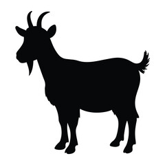 A full body black goat silhouette, perfect for farm animal illustrations and rustic designs.