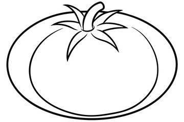 Simple Tomato Outline Illustration, Black Line Art, Isolated Vegetable, Natural Food