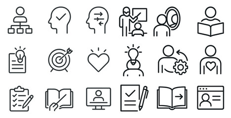 Seamless communication and learning icon set for educational and business designs