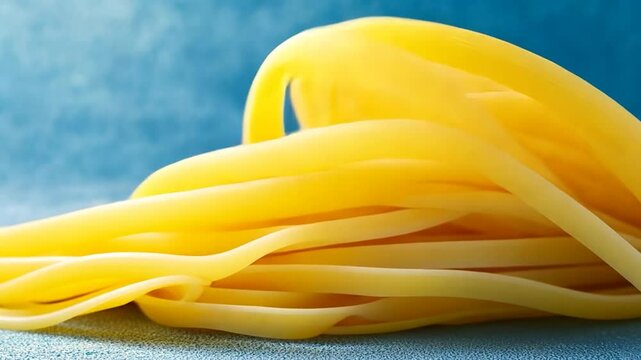 Close-up of Fresh Pasta on a Blue Background