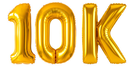 Balão inflado de número 10k dourado brilhante para festa, aniversário e comemoração