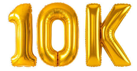 Balão inflado de número 10k dourado brilhante para festa, aniversário e comemoração