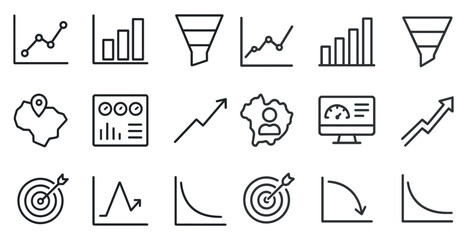 Business analytics icons set for data visualization and marketing strategy
