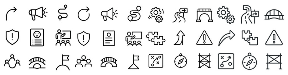 Collection of business and strategy icons for design and branding projects